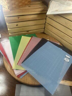 11 Plastic Canvas Sheets Mesh Darice Mixed Colors and Dye Lots 13.5x10.5